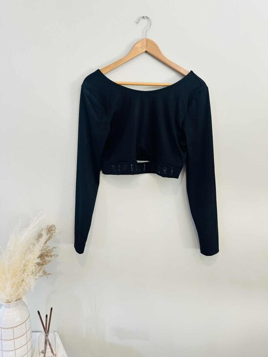 Victoria Sport Black Long Sleeve Cropped Training Top, Size Large - Picture 1 of 4